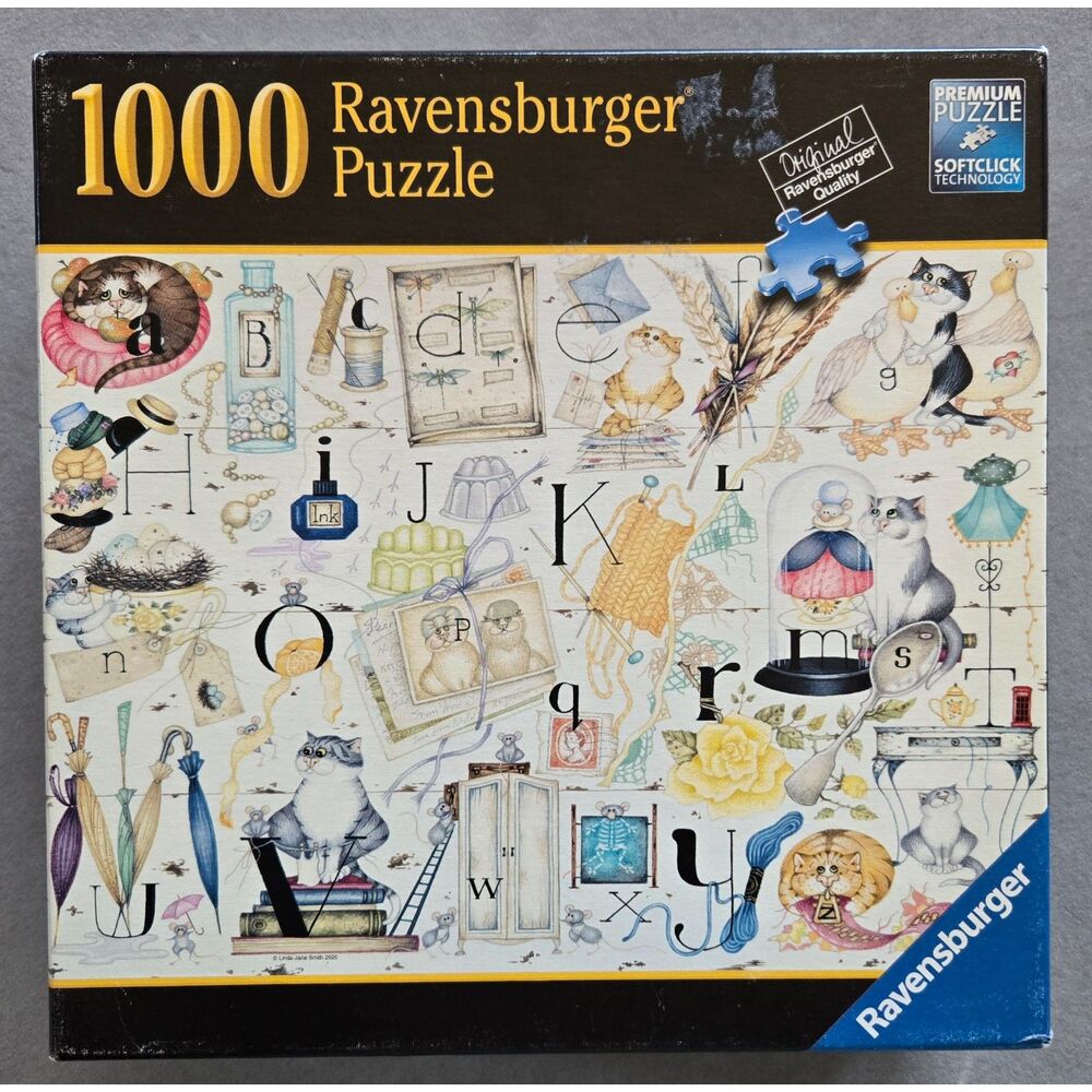 Ravensburger Crazy Cat Alphabet 1000 pc Linda Jane Smith 2020 Complete Puzzle